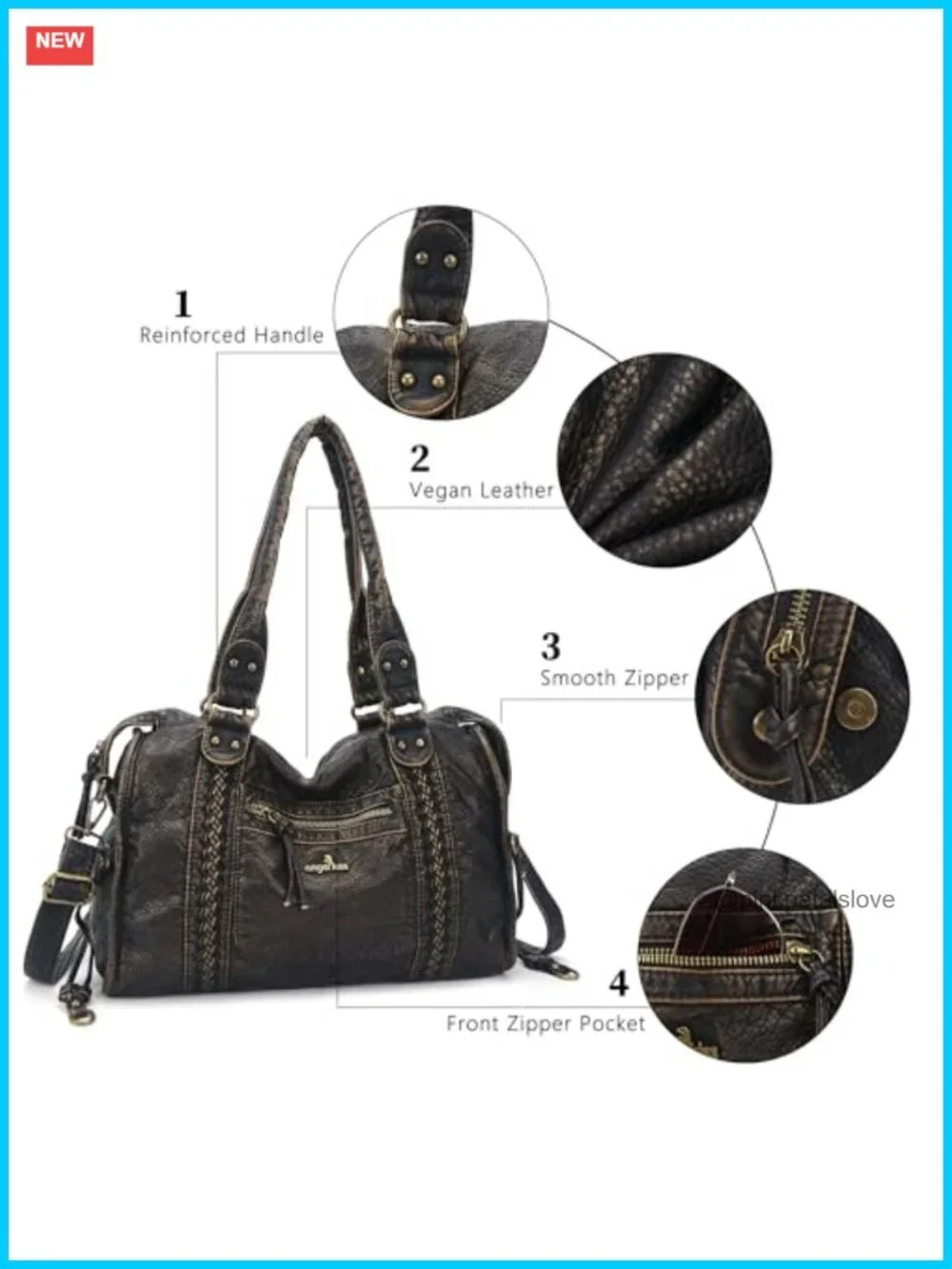 Vegan Leather Hobo Satchel Handbag Large Tote Shoulder Bag Fits 15.6